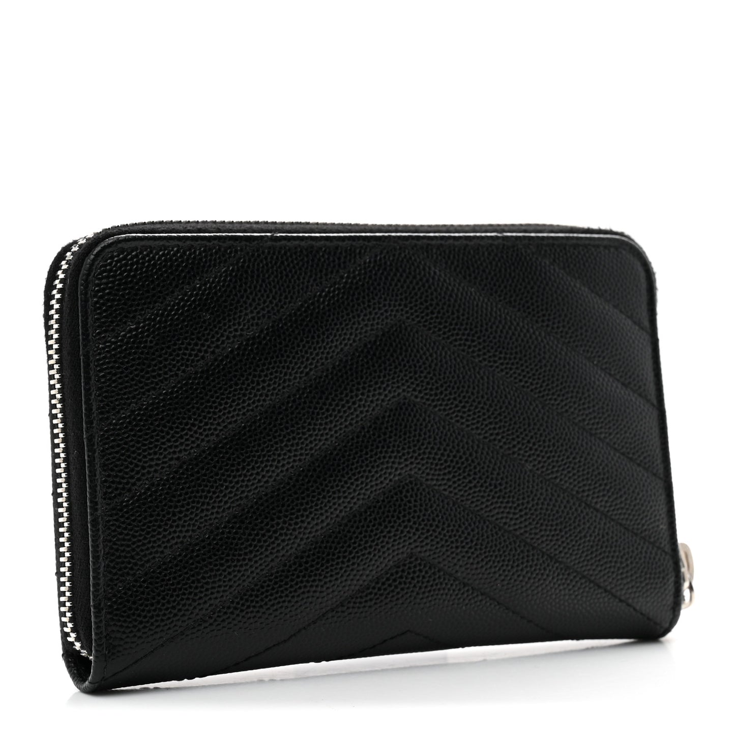 Grain De Poudre Matelasse Chevron Monogram Small Zip Around Wallet Black