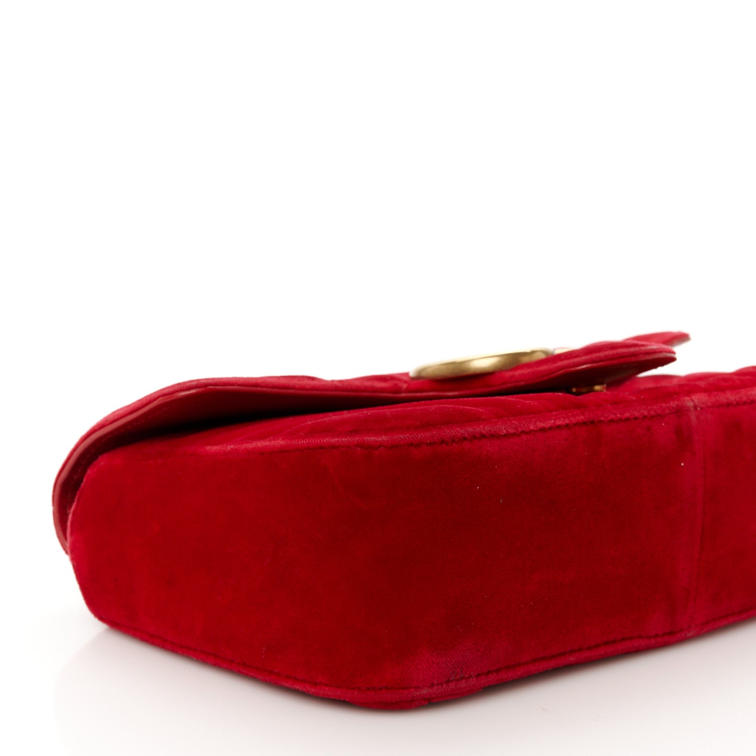 Gucci Velvet Matelasse Mini GG Marmont Shoulder Bag Hibiscus Red 9 of 11