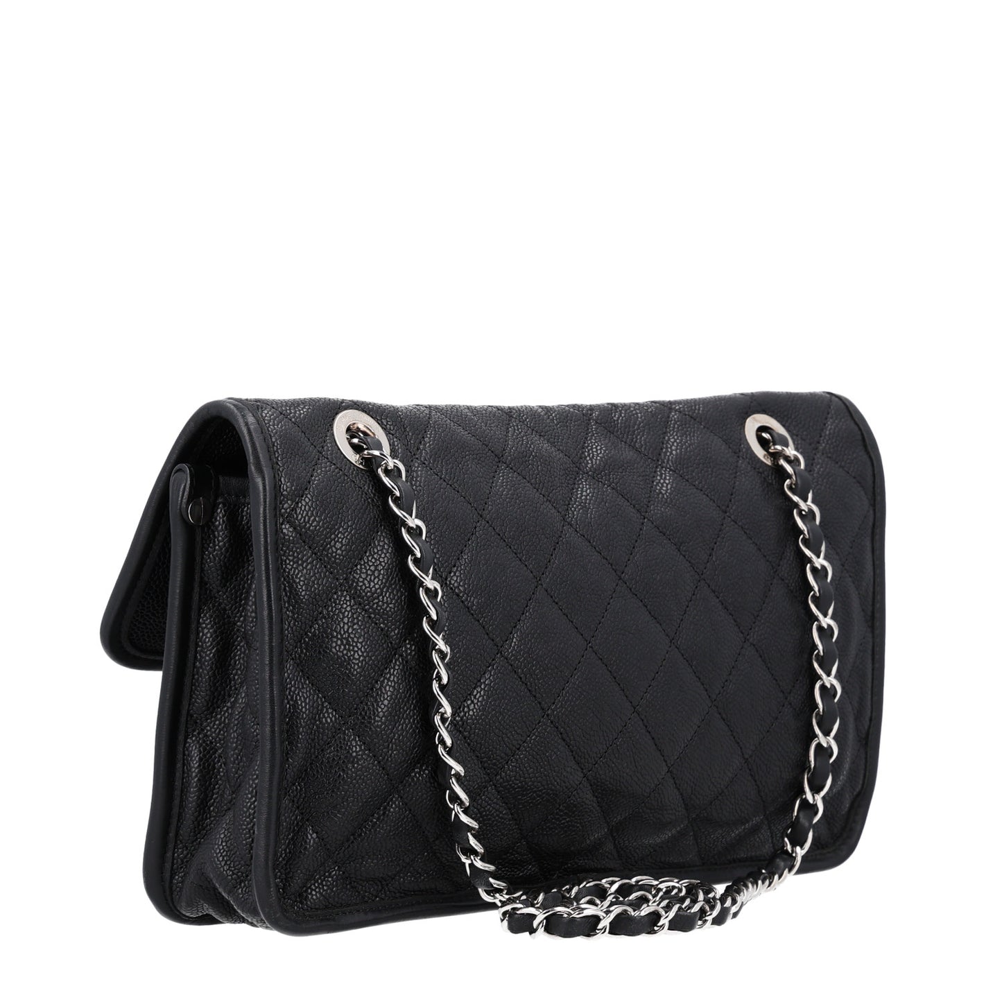 Caviar Quilted Medium French Riviera Flap Black