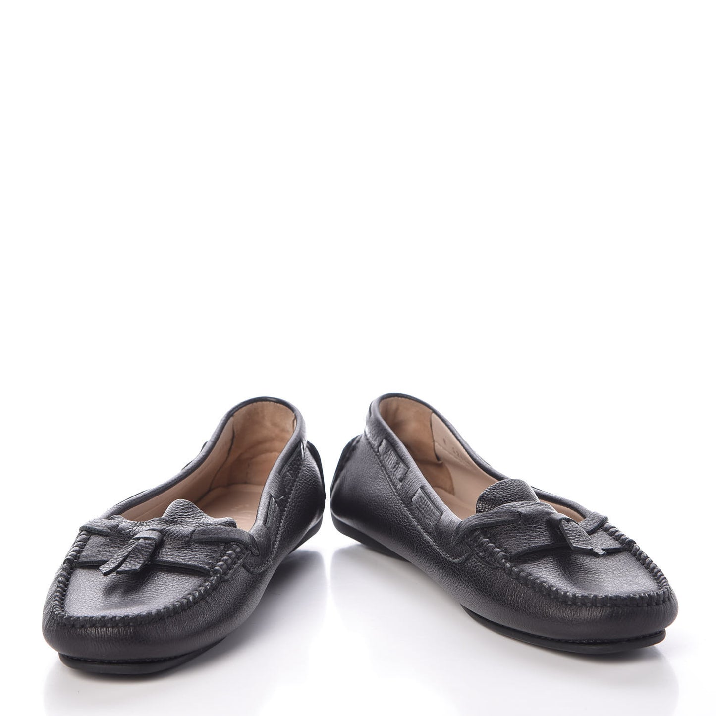 Calfskin Stitched CC Mocassin Loafers 39.5 Black