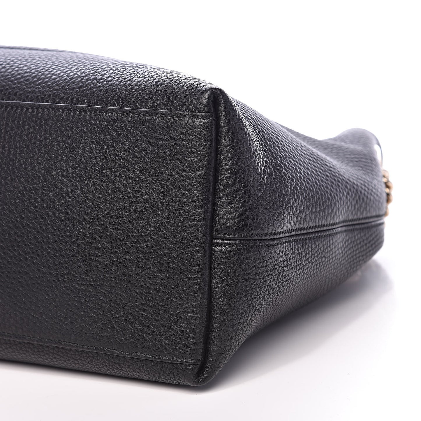 Pebbled Calfskin Medium Soho Chain Shoulder Bag Black