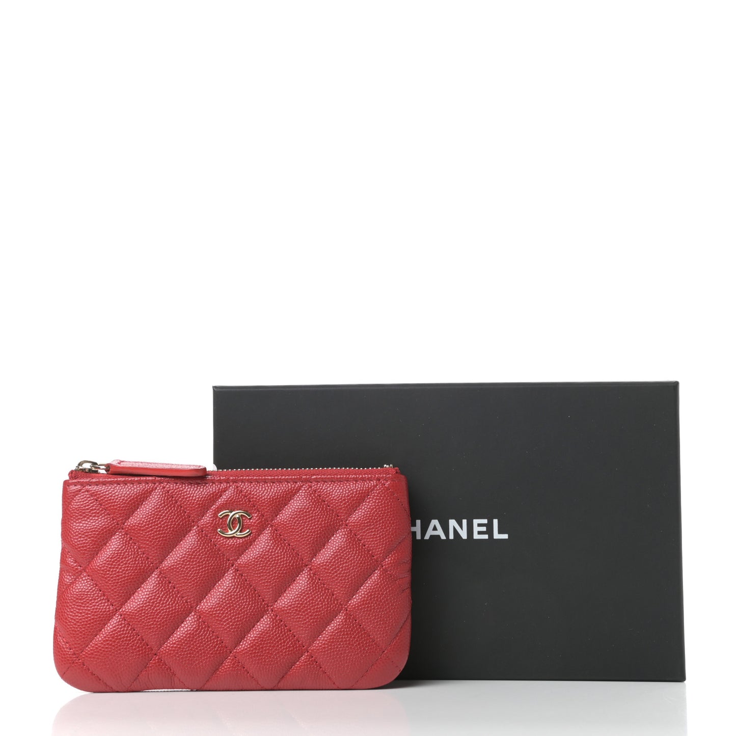 Caviar Quilted Small Cosmetic Case Red