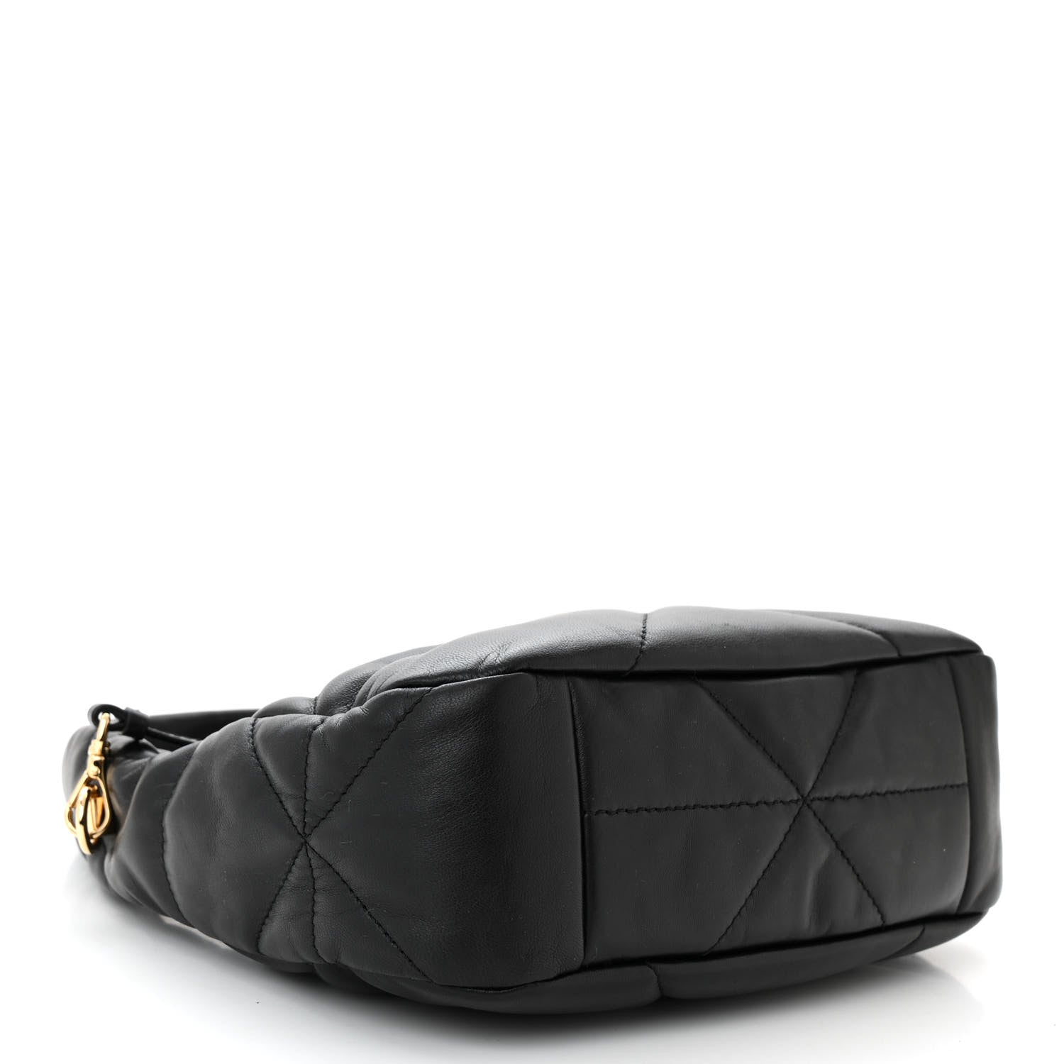 Prada Nappa Triangle Stitched Mini Zippered Hobo Bag Black 4 of 10