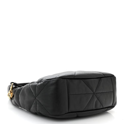 Prada Nappa Triangle Stitched Mini Zippered Hobo Bag Black 4 of 10