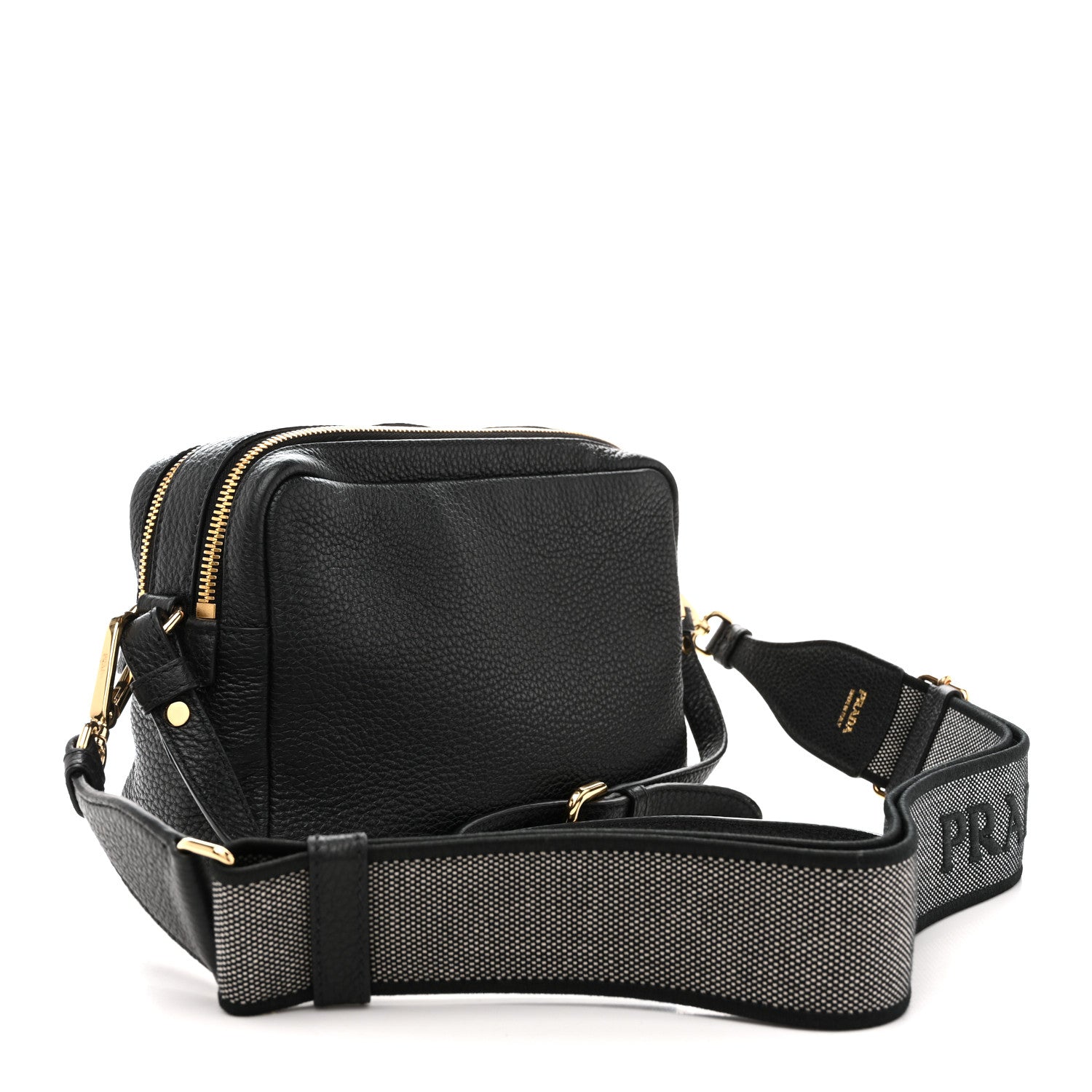 Prada Vitello Daino Soft Medium Double Zip Shoulder Bag Black 3 of 13