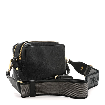 Prada Vitello Daino Soft Medium Double Zip Shoulder Bag Black 3 of 13