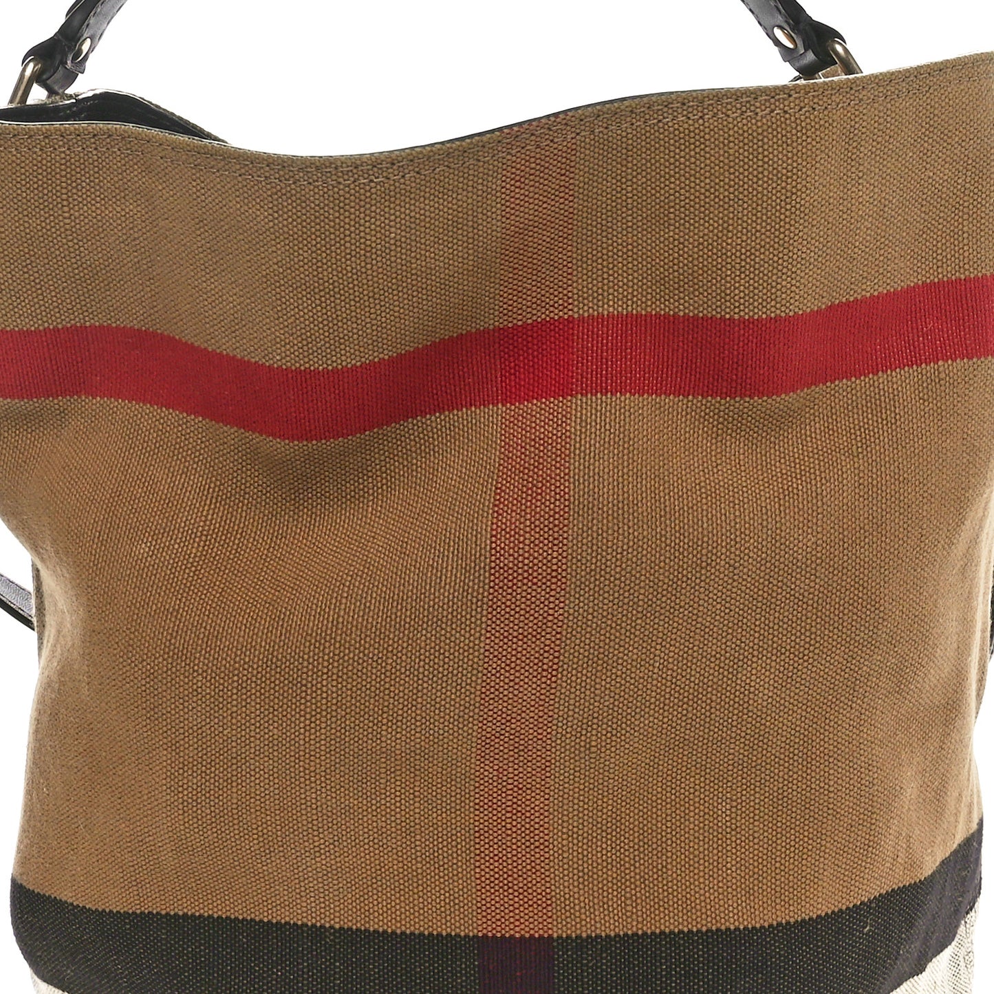 Canvas Mega Check Medium Ashby Bucket Bag Black