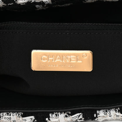 Chanel Tweed Quilted Large Chanel 19 Flap Black Ecru White 6 of 10