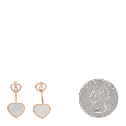 Chopard 18K Rose Gold Diamond Mother of Pearl Floating Happy Hearts Drop Earrings 2 of 5