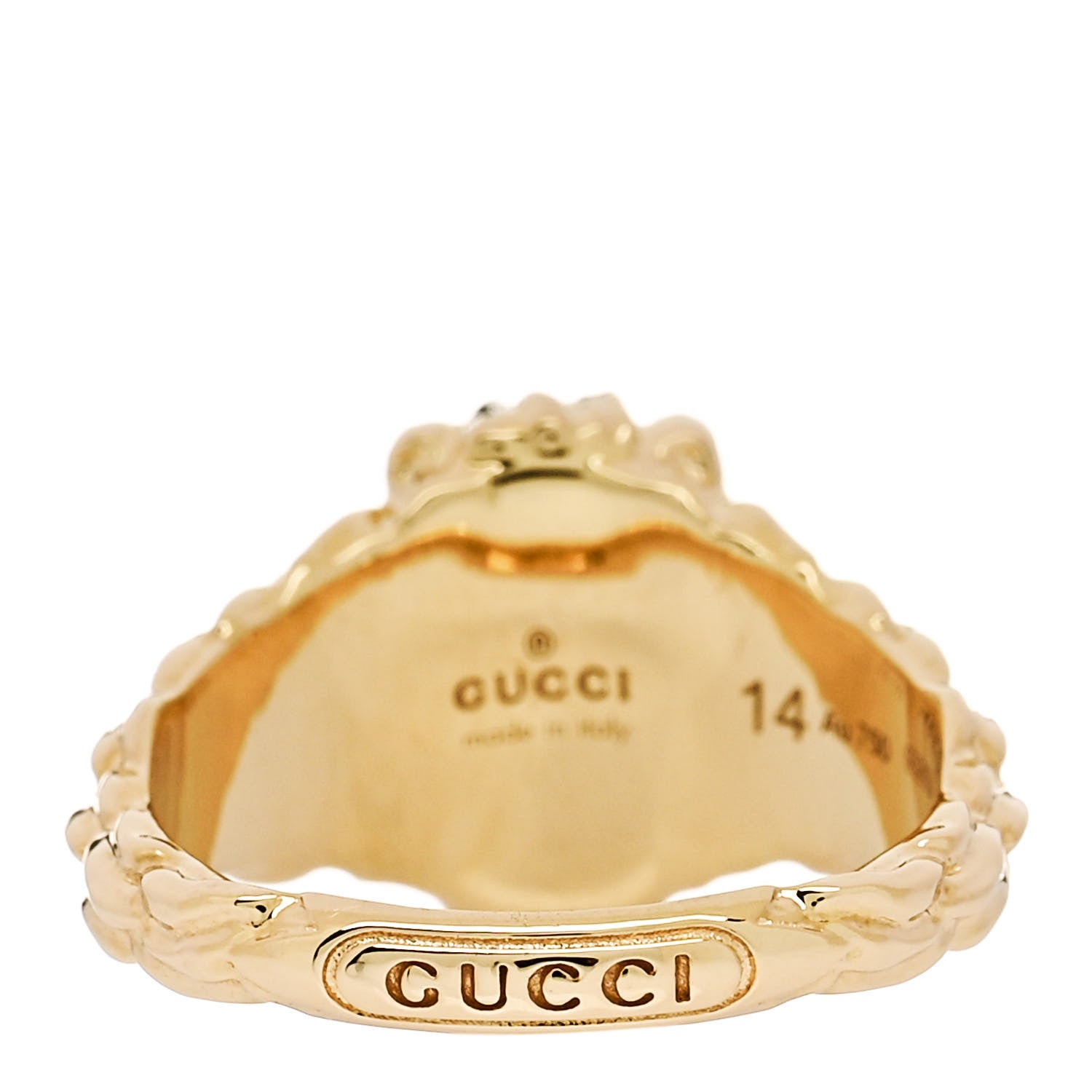 Gucci 18K Yellow Gold Diamond Fire Opal Lion Head Ring 54 6.75 4 of 7