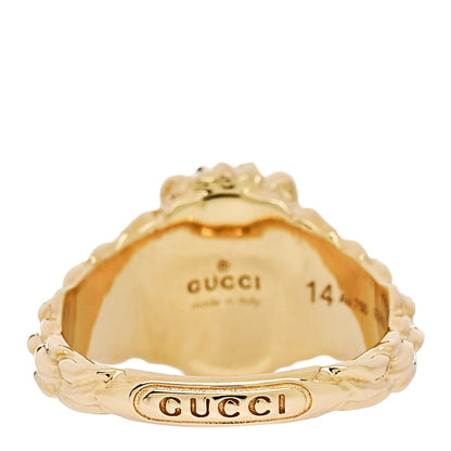 Gucci 18K Yellow Gold Diamond Fire Opal Lion Head Ring 54 6.75 4 of 7