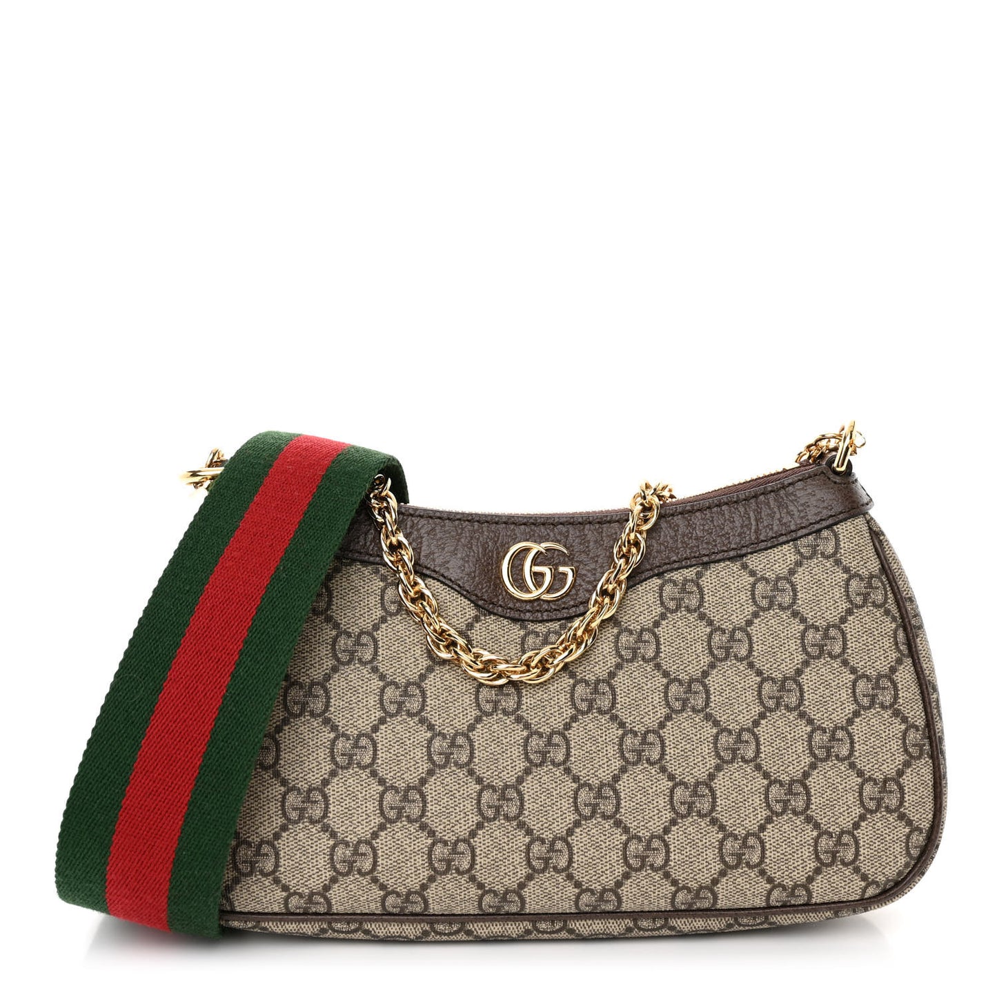 GG Supreme Monogram Textured Dollar Calfskin Web Small Ophidia GG Handbag Beige Ebony New Acero