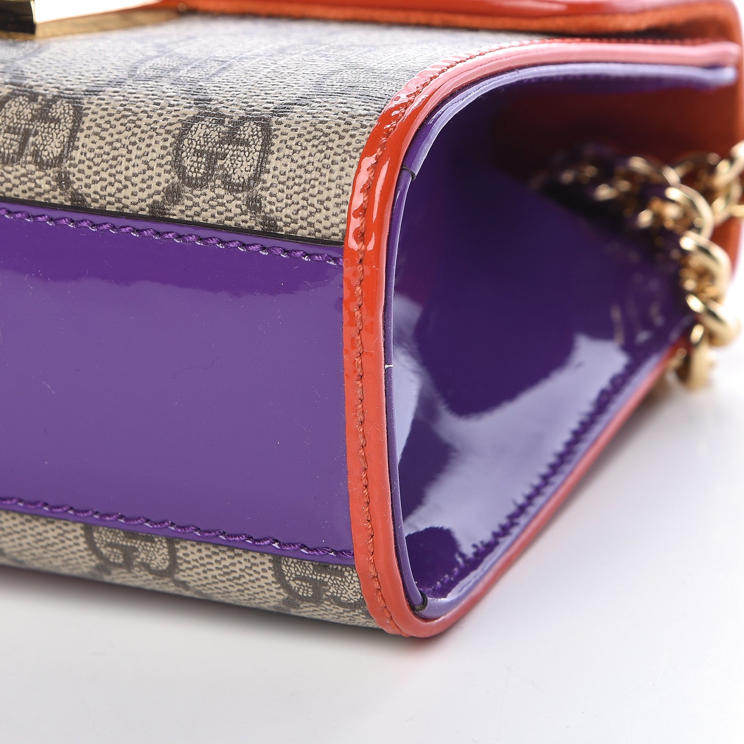 Gucci GG Supreme Monogram Patent Small Padlock Shoulder Bag Multicolor 10 of 12