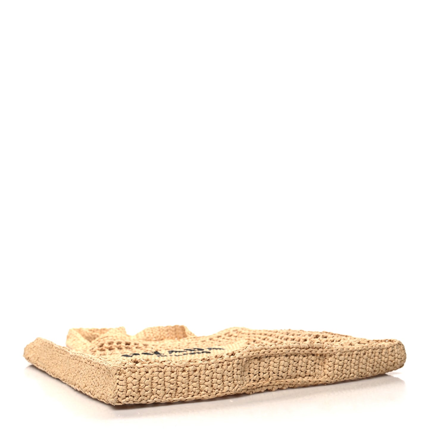 Yarn Raffia Effect Crochet Logo Embroidered Tote Bag Naturale