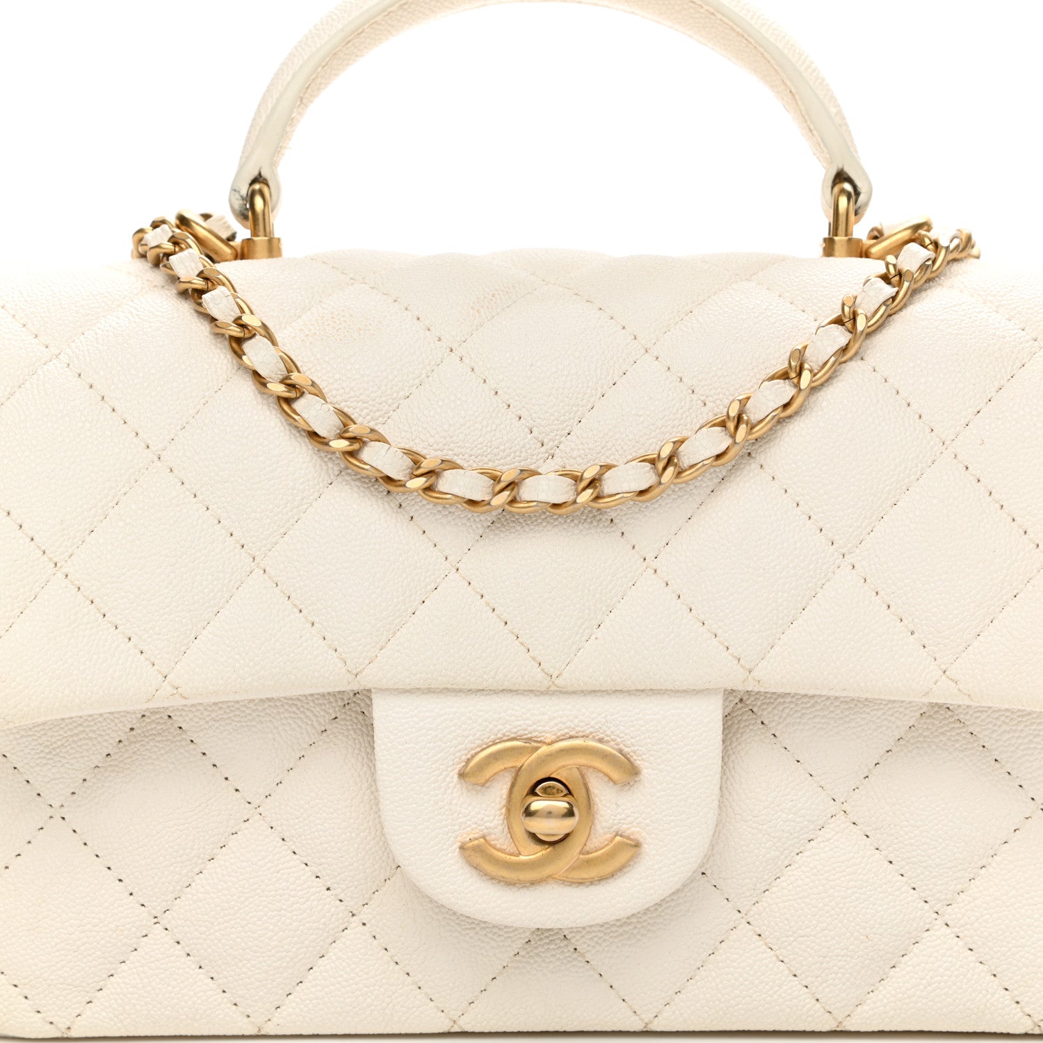 Chanel Caviar Quilted Mini Top Handle Rectangular Flap White 8 of 15