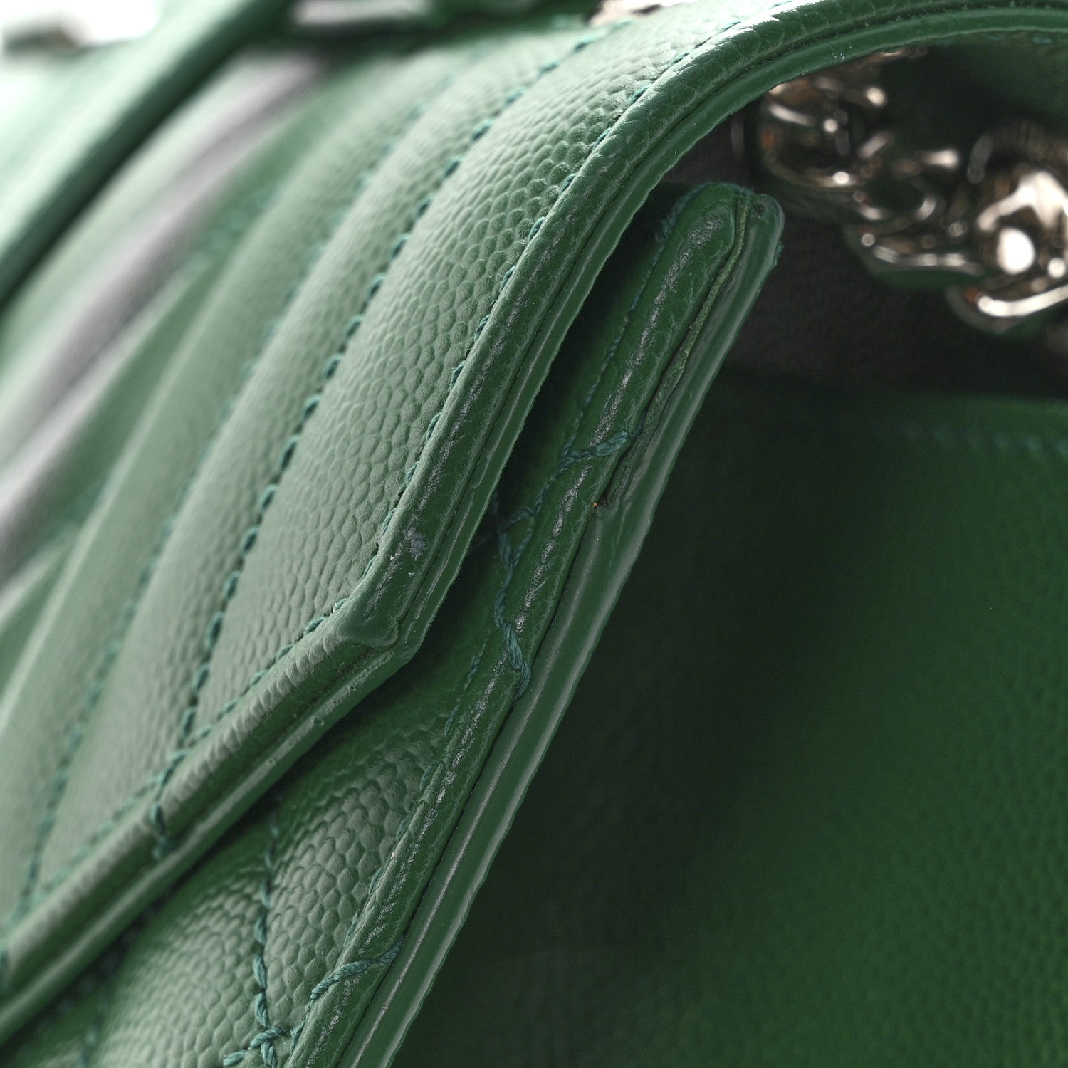 Saint Laurent Grain De Poudre Textured Mixed Matelasse Triquilt Medium Monogram Satchel Green 10 of 10
