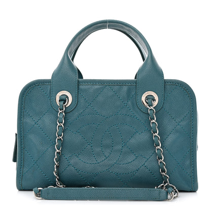 Chanel Caviar Quilted Small Deauville Bowling Bag Blue 1 of 12
