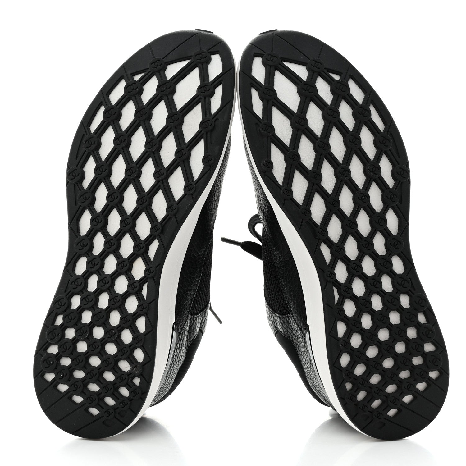 Chanel Calfskin Mesh Lycra Suede Womens Logo Sneakers 39 Black 5 of 9