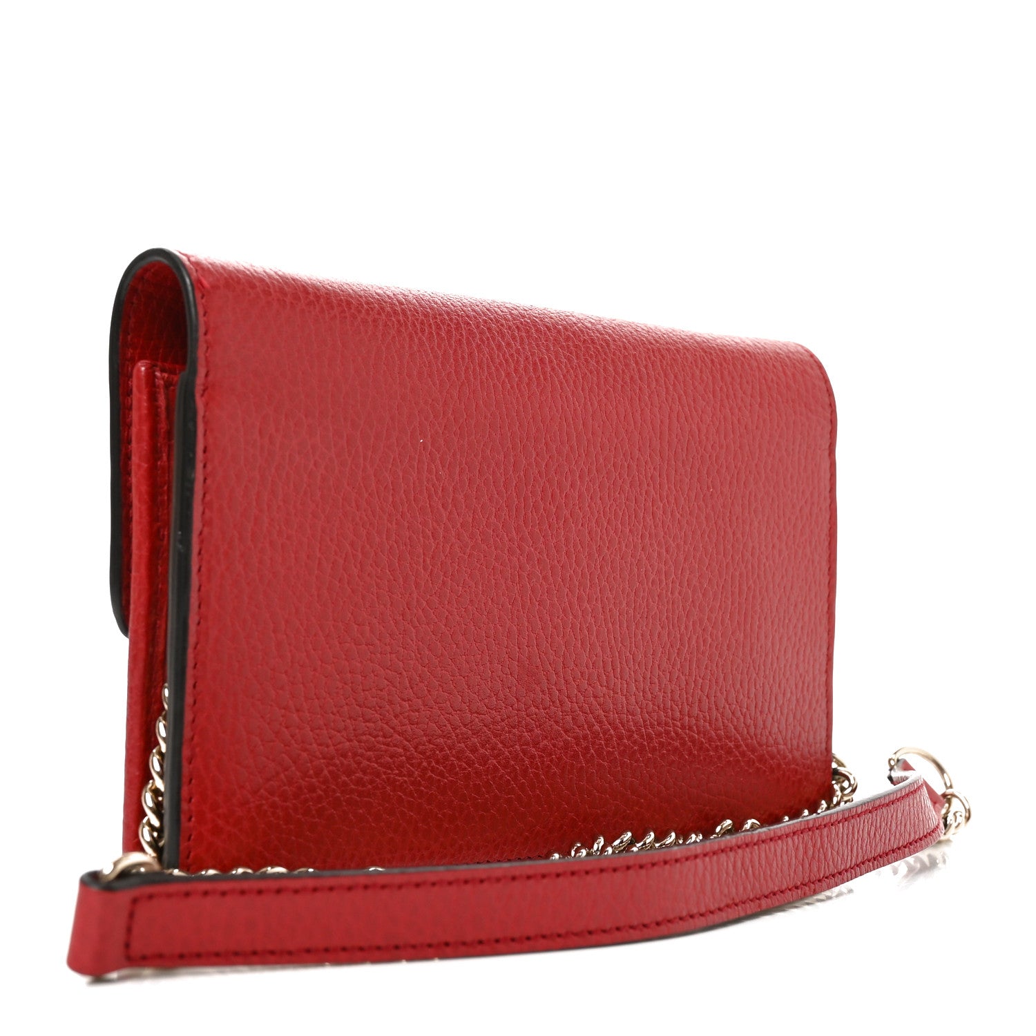 Gucci Dollar Calfskin Interlocking G Chain Wallet Red 3 of 10