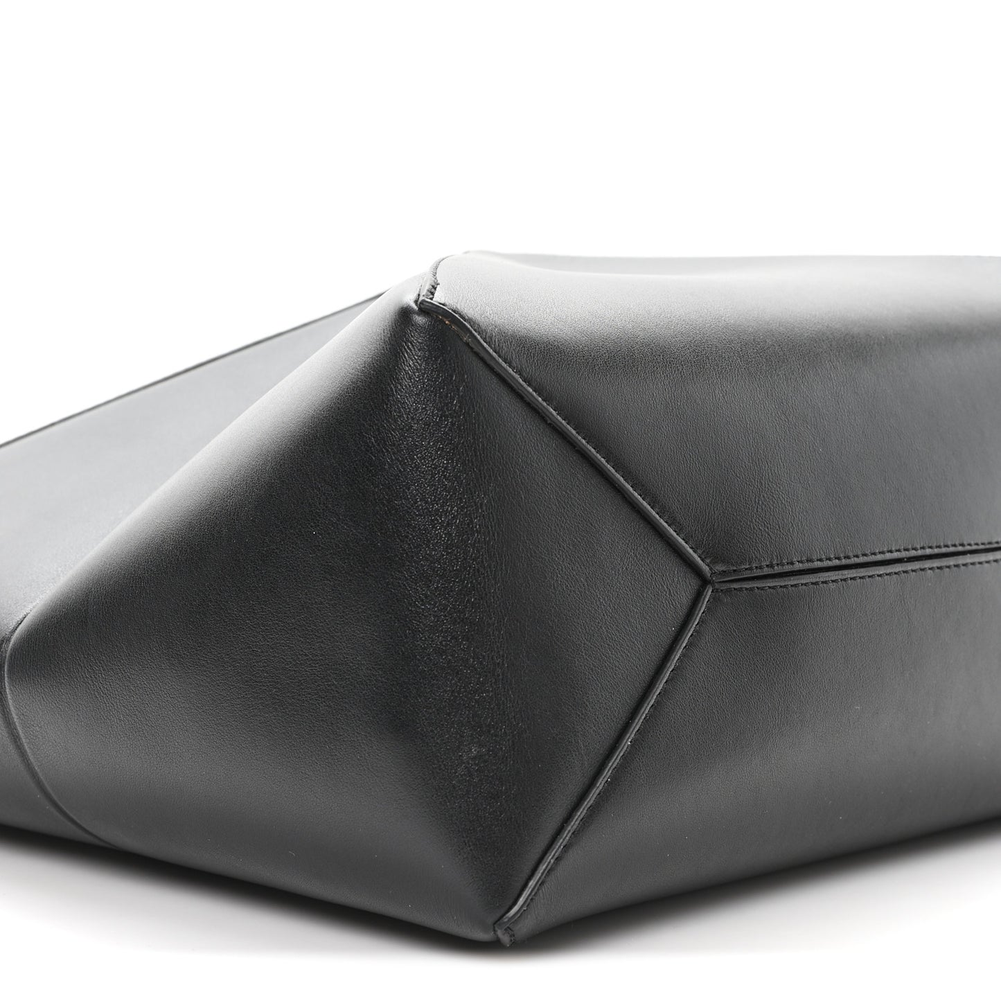 Shiny Calfskin Medium Puzzle Fold Tote Black