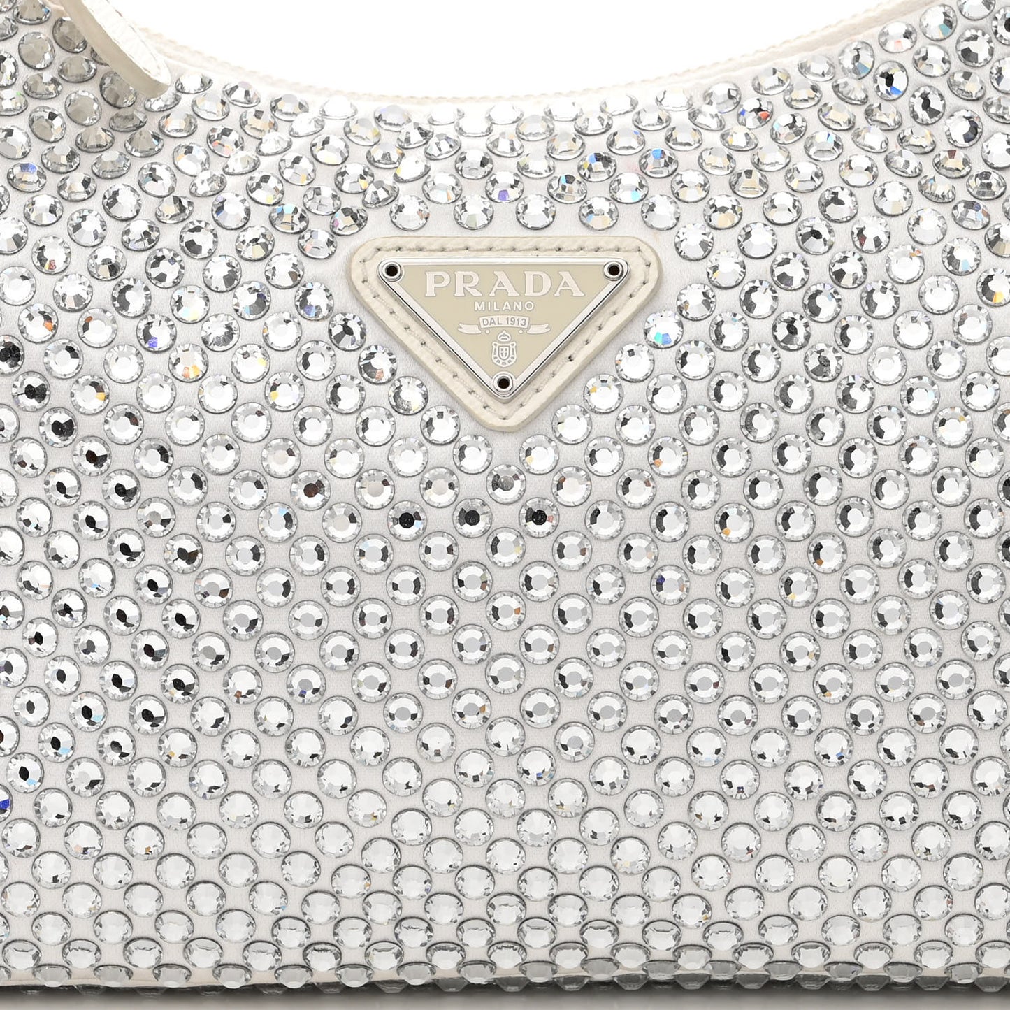 Satin Crystal Mini Re-Edition 2000 Bag White
