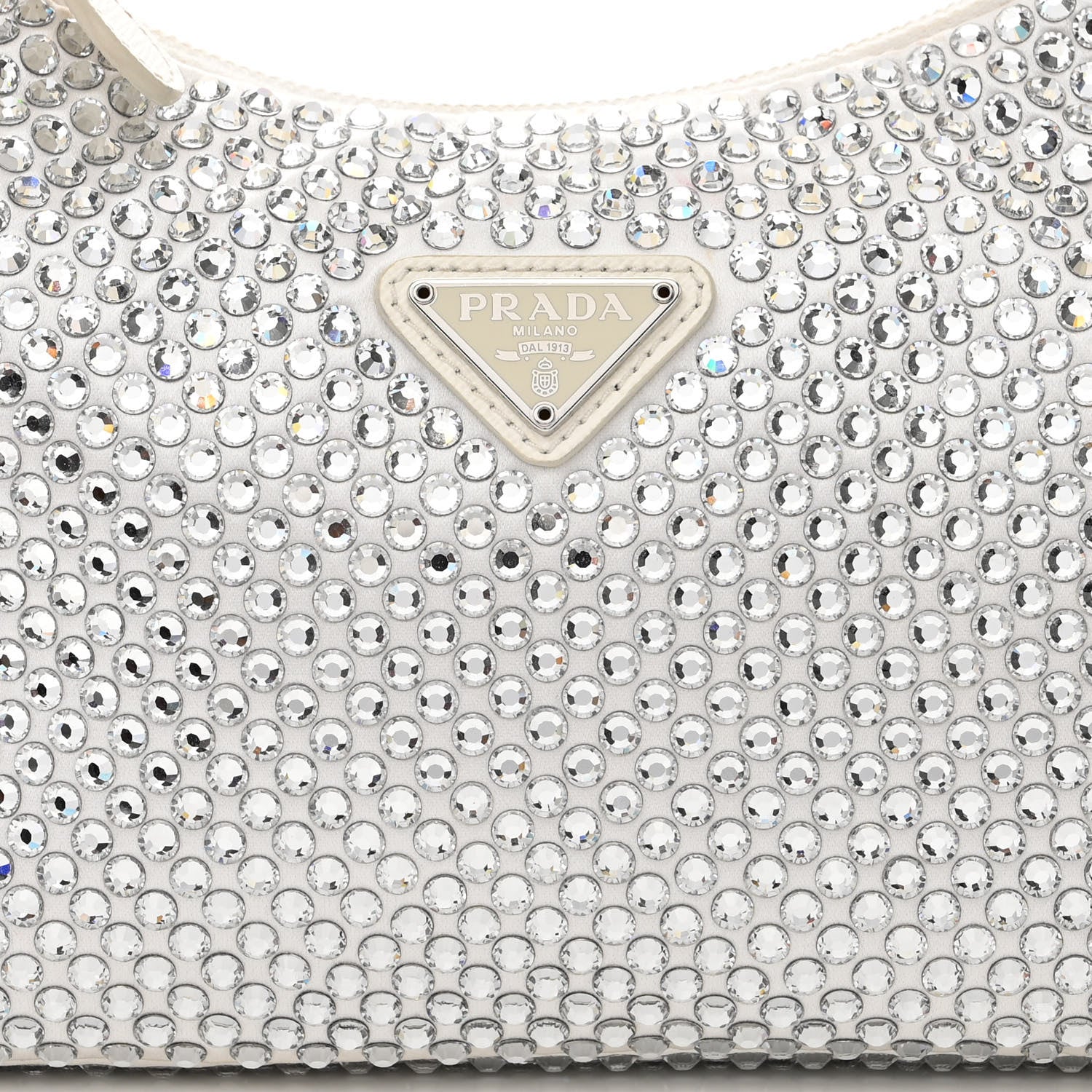 Prada Satin Crystal Mini Re-Edition 2000 Bag White 8 of 15