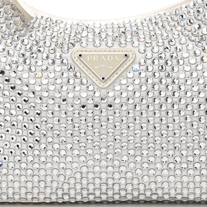 Prada Satin Crystal Mini Re-Edition 2000 Bag White 8 of 15