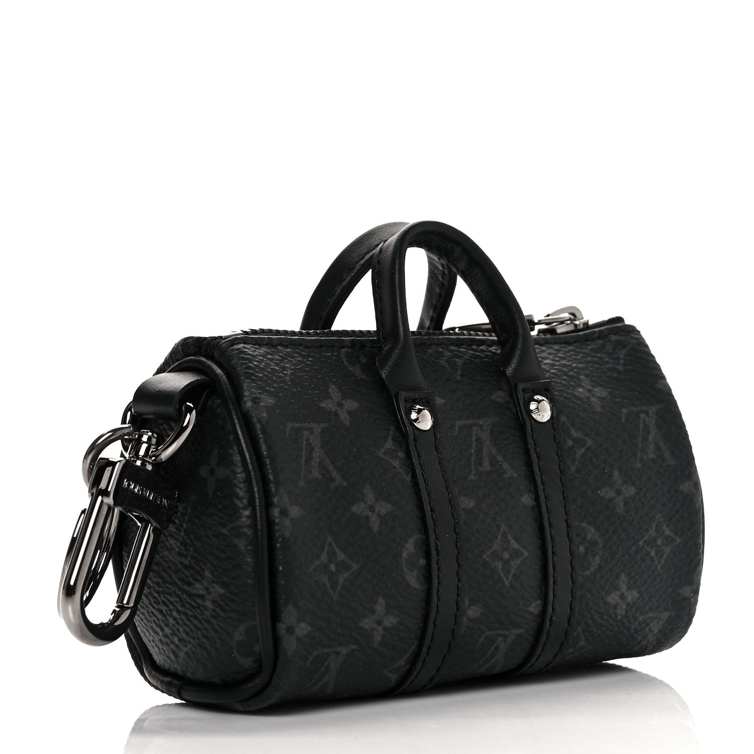 Louis Vuitton Monogram Eclipse Mini Keepall Bag Charm Key Holder Black 3 of 7