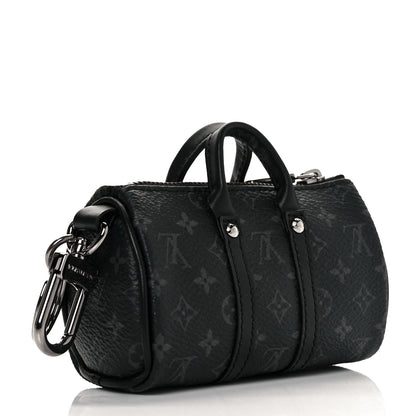 Louis Vuitton Monogram Eclipse Mini Keepall Bag Charm Key Holder Black 3 of 7