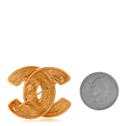 Chanel Metal Quilted Large CC Brooch Gold 2 of 4