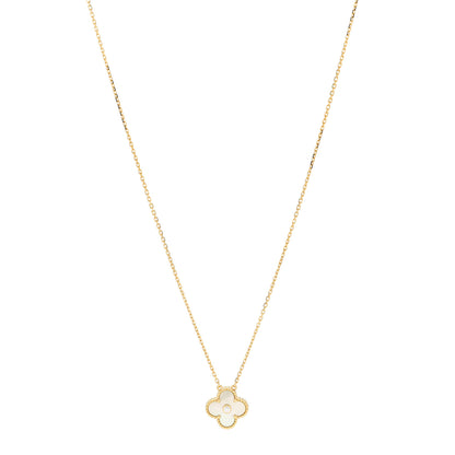 Van Cleef & Arpels 18K Yellow Gold Diamond Yellow Mother of Pearl Vintage Alhambra Pendant Necklace 1 of 7