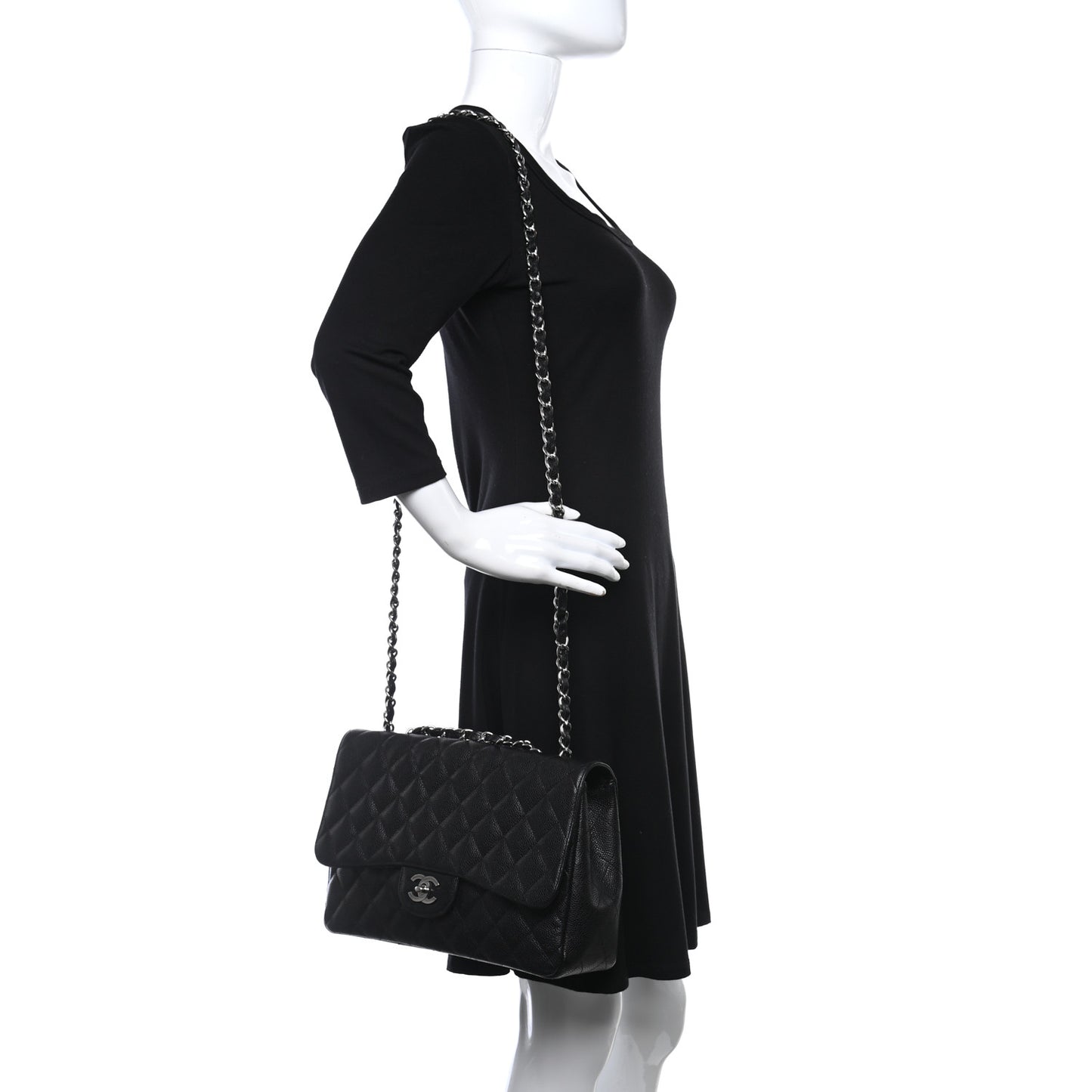 Caviar Quilted Jumbo Single Flap Black