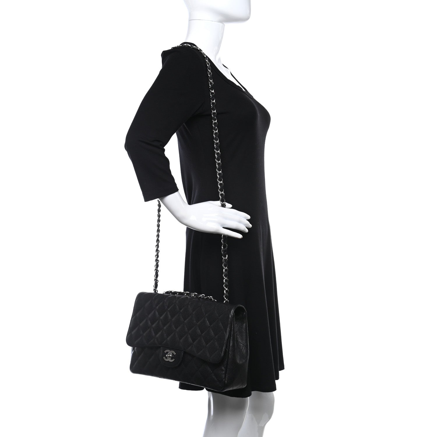 Chanel Caviar Quilted Jumbo Single Flap Black 3 of 19