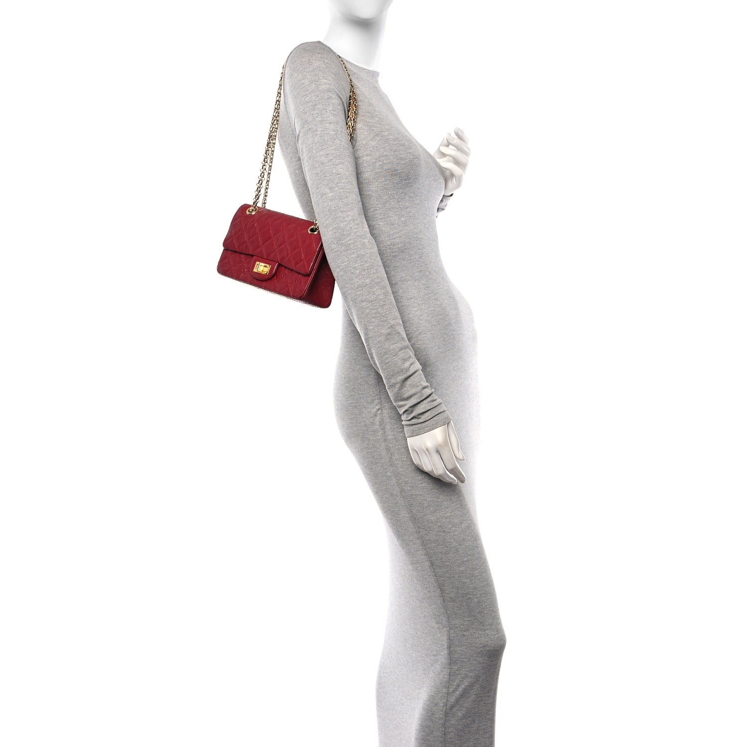 Chanel Aged Calfskin Quilted 2.55 Reissue Mini Flap Red 2 of 13