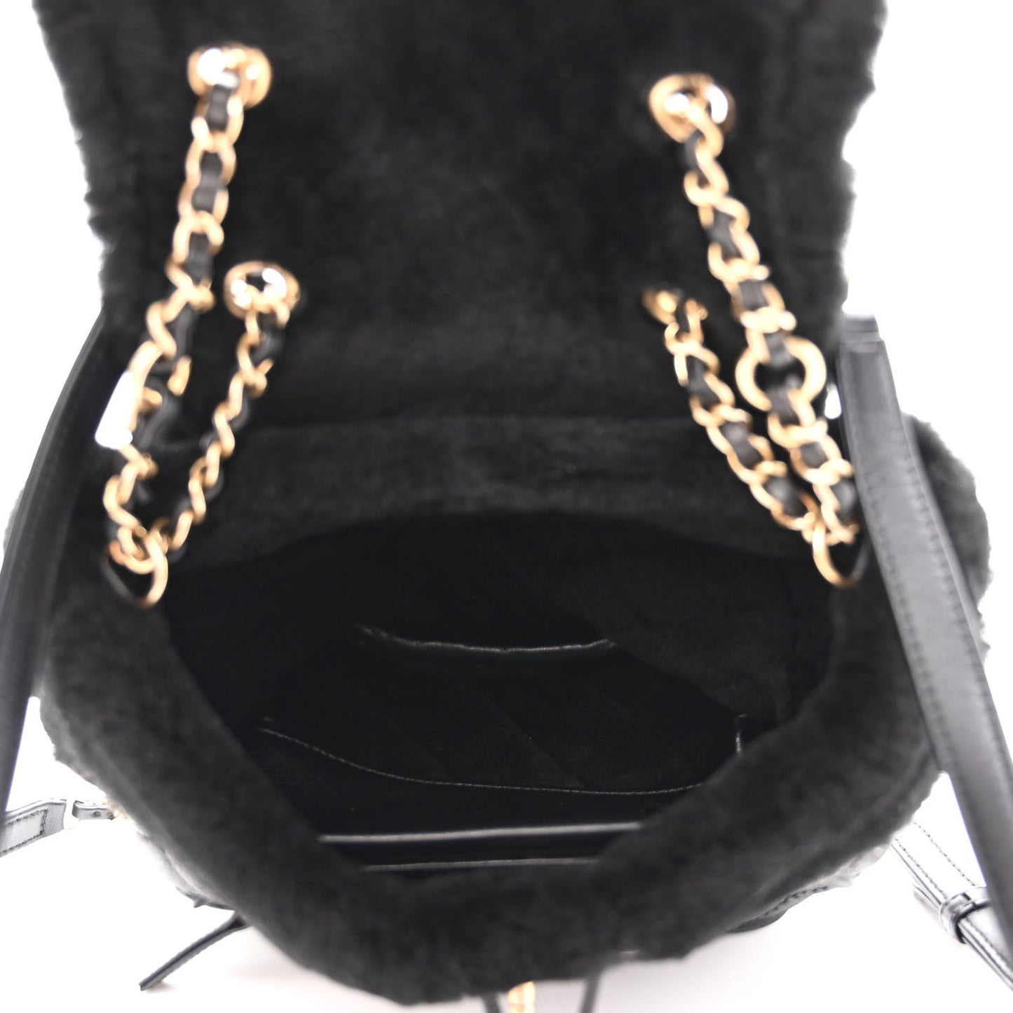 Lambskin Shearling Quilted CC Backpack Black