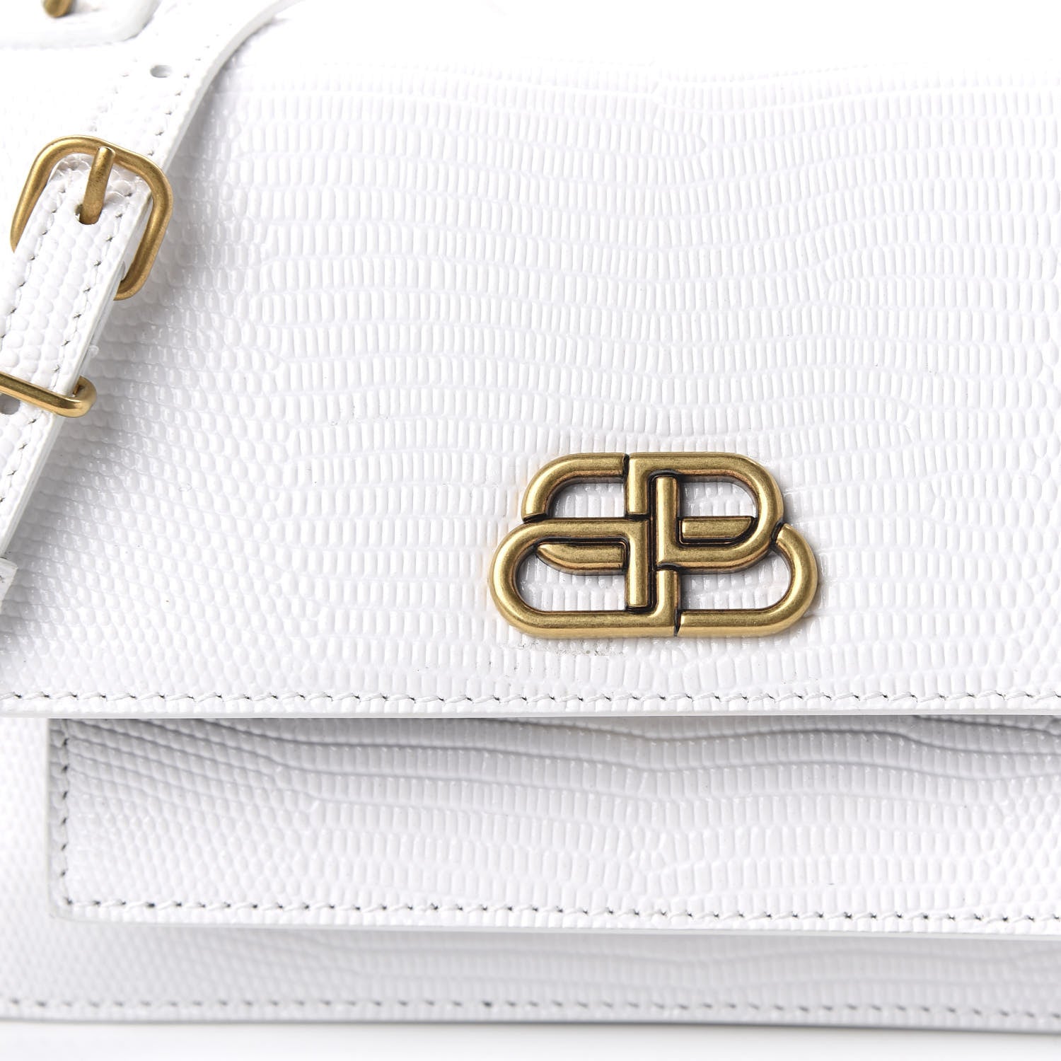 Balenciaga Patent Calfskin Lizard Embossed XS Sharp Top Handle Bag White 9 of 9