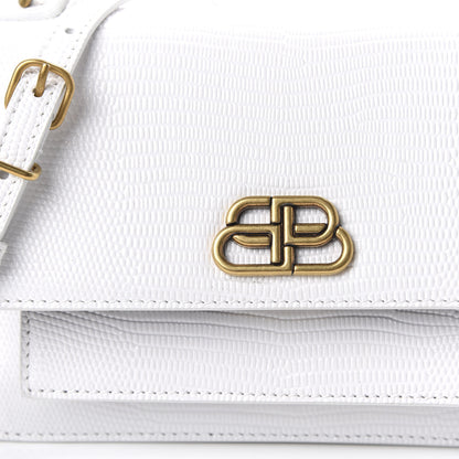 Balenciaga Patent Calfskin Lizard Embossed XS Sharp Top Handle Bag White 9 of 9