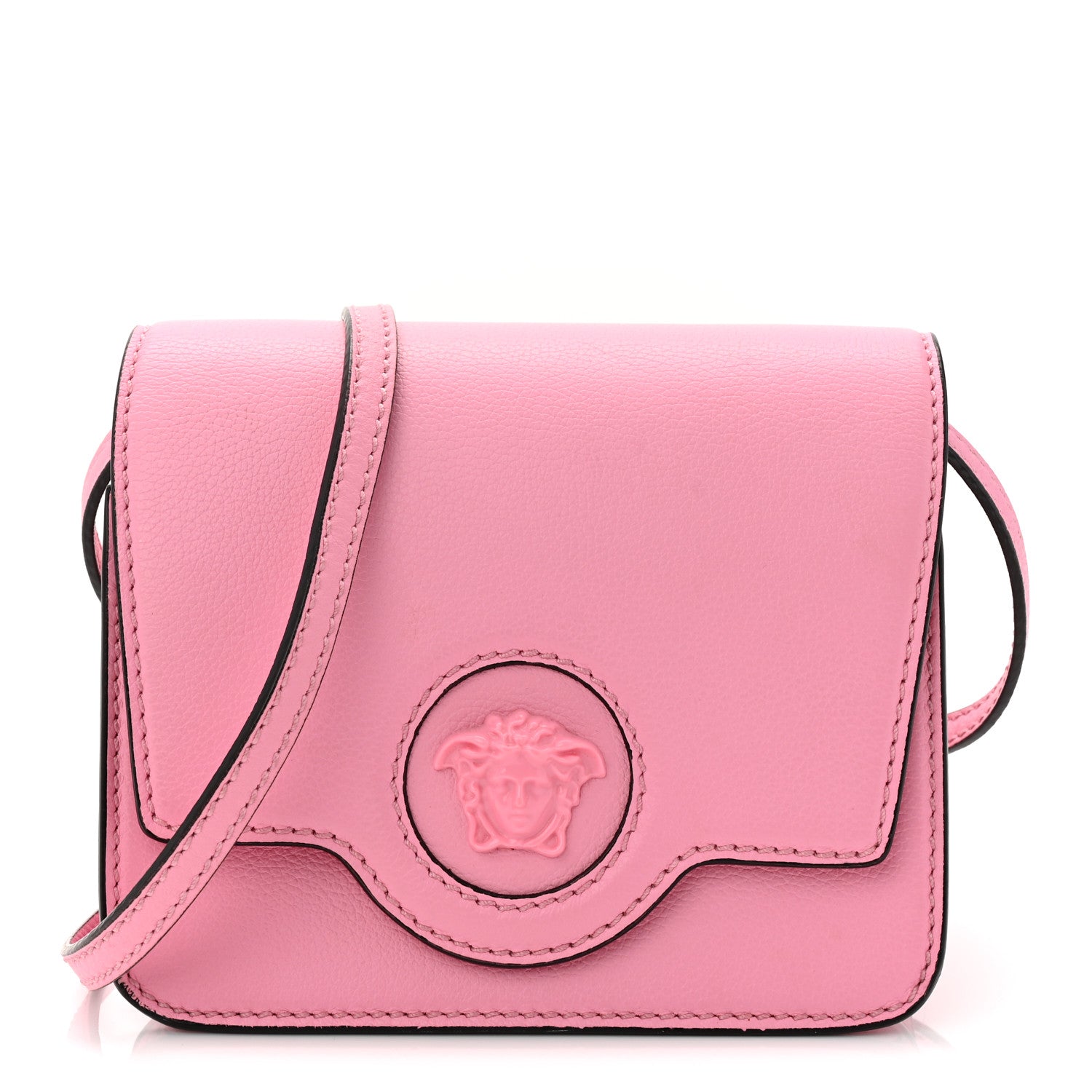 Versace Grained Calfskin La Medusa Flap Shoulder Bag Pink 1 of 11
