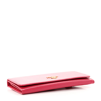 Prada Saffiano Metal Continental Flap Wallet Peonia 4 of 9