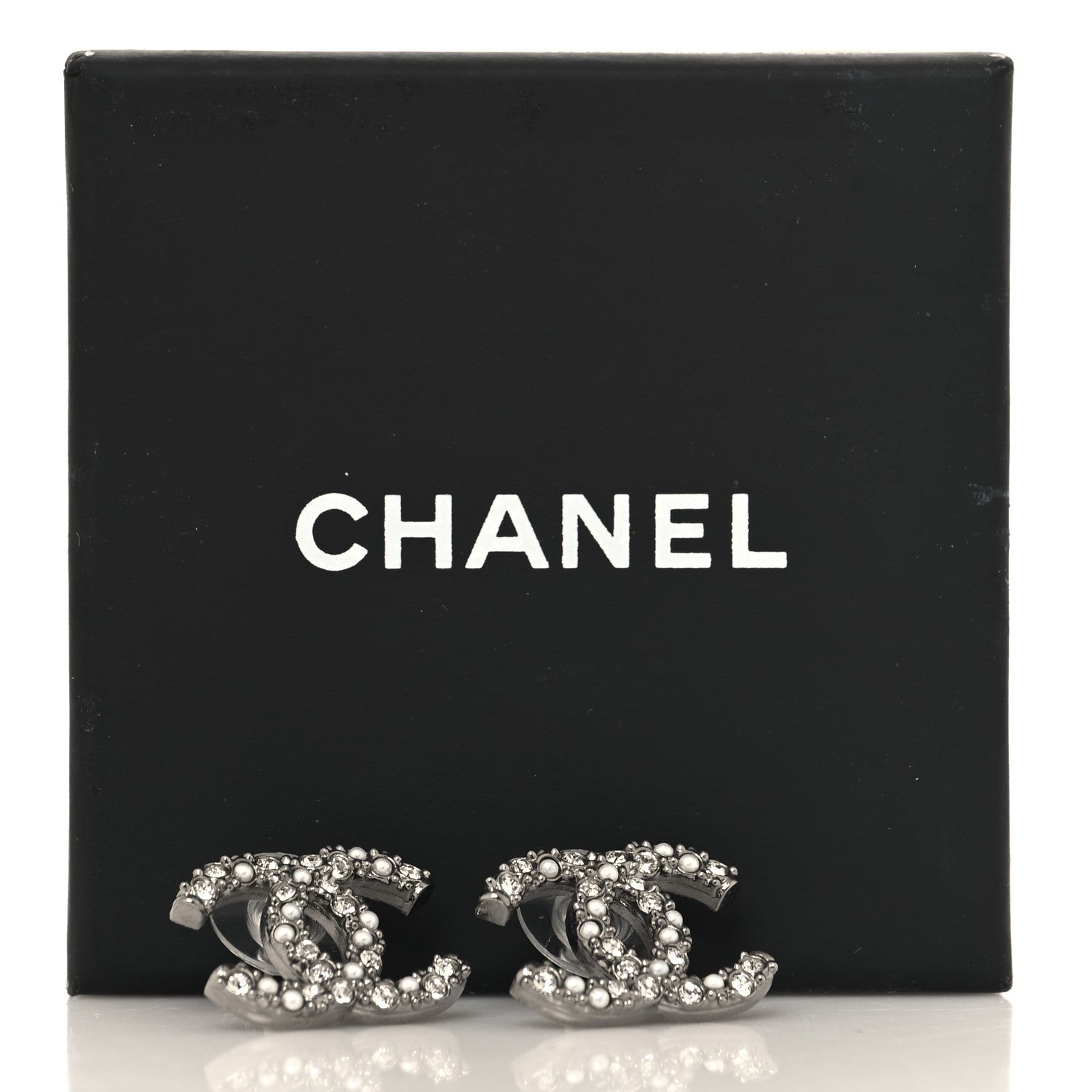 Chanel Ruthenium Crystal Pearl Caviar Earrings 5 of 5