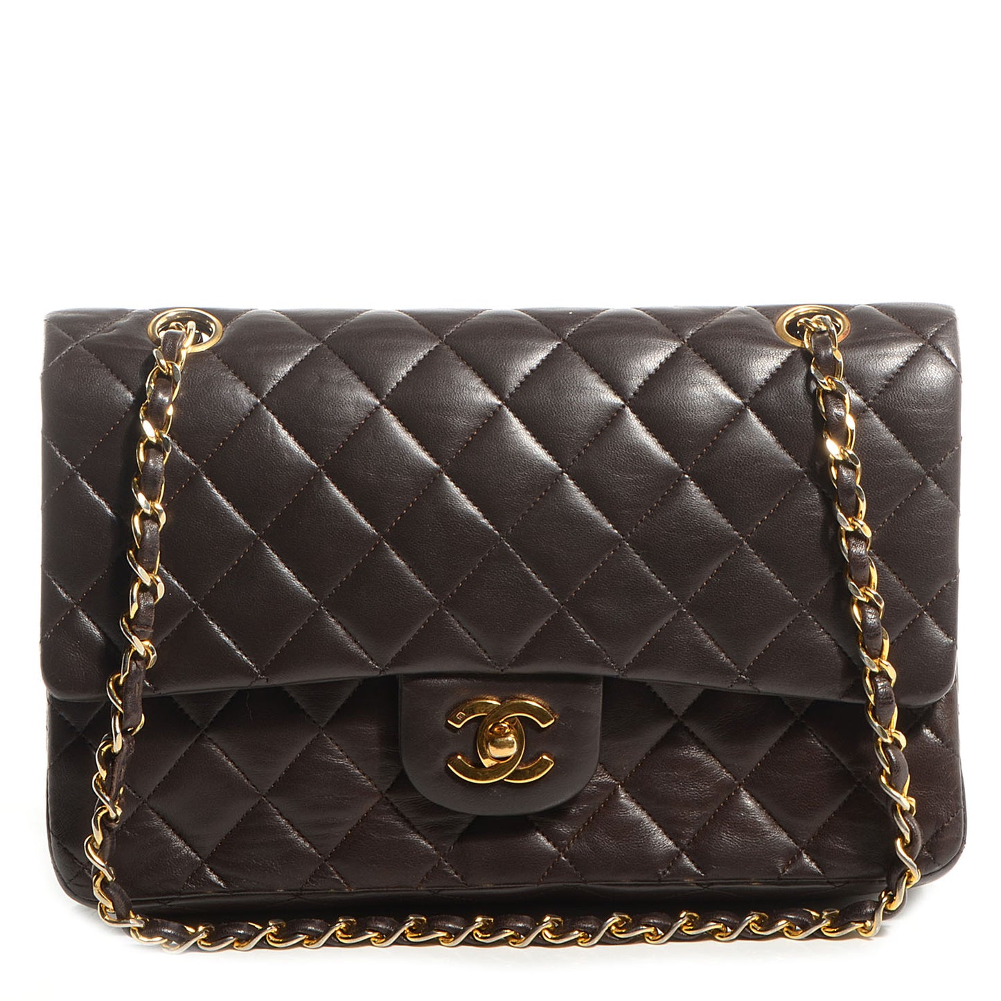 Lambskin Medium Double Flap Brown