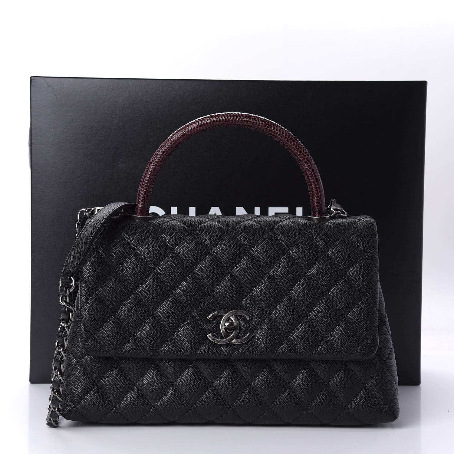 Chanel Caviar Lizard Quilted Small Coco Handle Flap Black 11 of 11