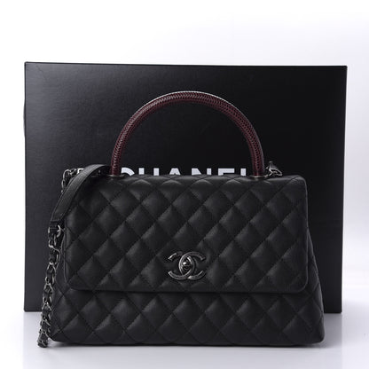 Chanel Caviar Lizard Quilted Small Coco Handle Flap Black 11 of 11