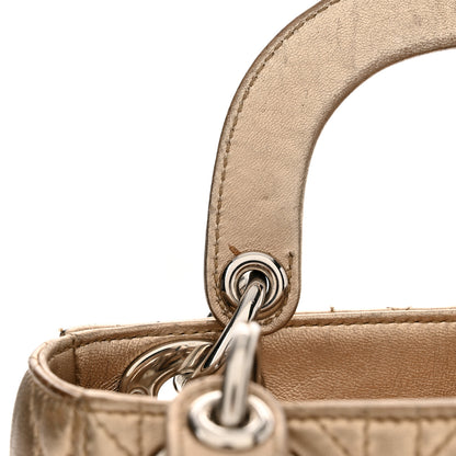 Christian Dior Metallic Lambskin Cannage Mini Lady Dior Gold 12 of 13