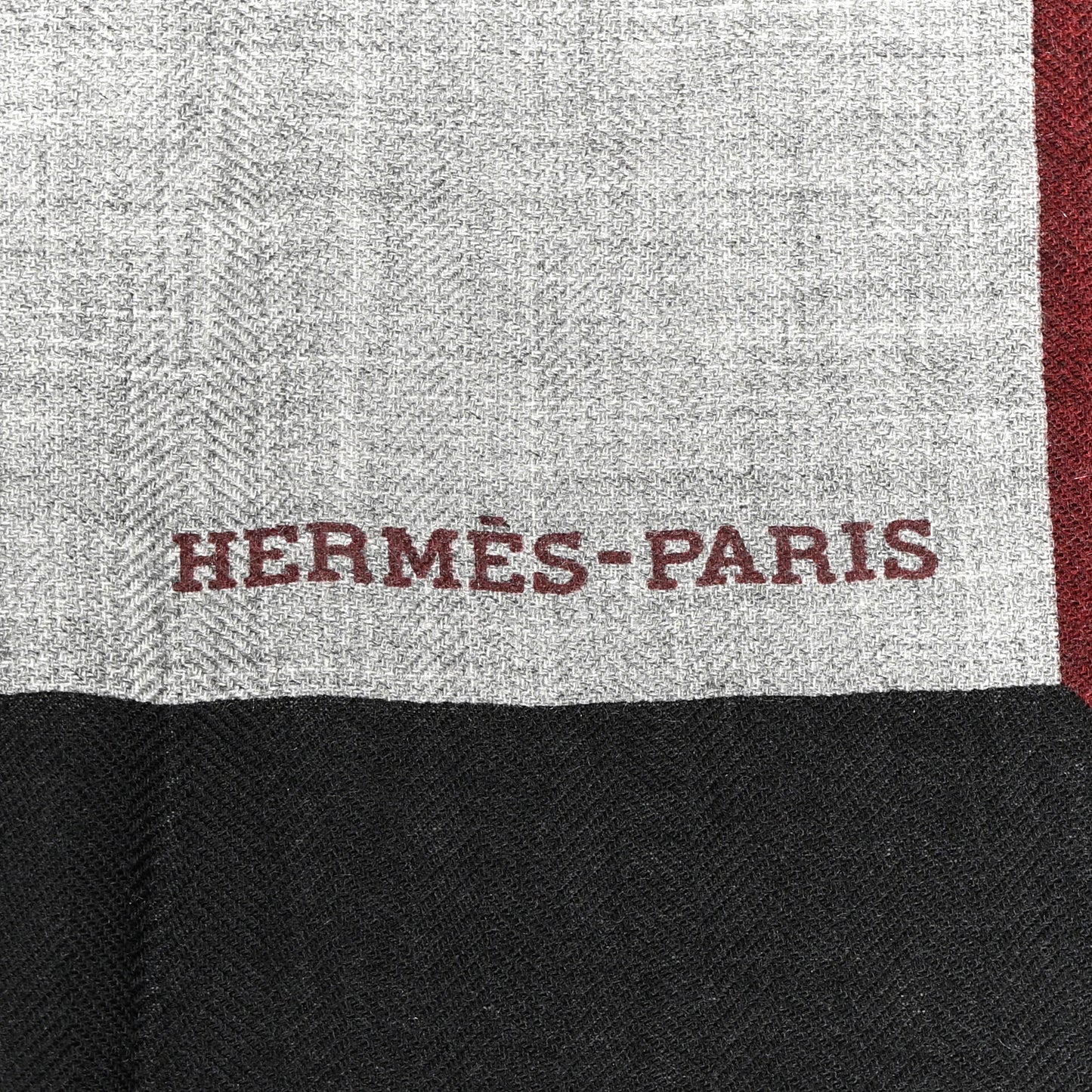 Cashmere Silk Encadre H Passant Giant Scarf 140 Bordeaux Black Gris Chine