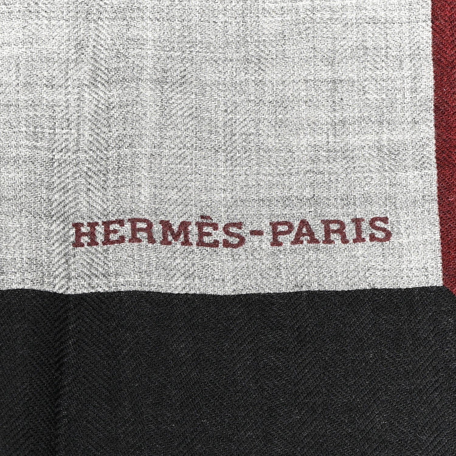 Hermes Cashmere Silk Encadre H Passant Giant Scarf 140 Bordeaux Black Gris Chine 2 of 5