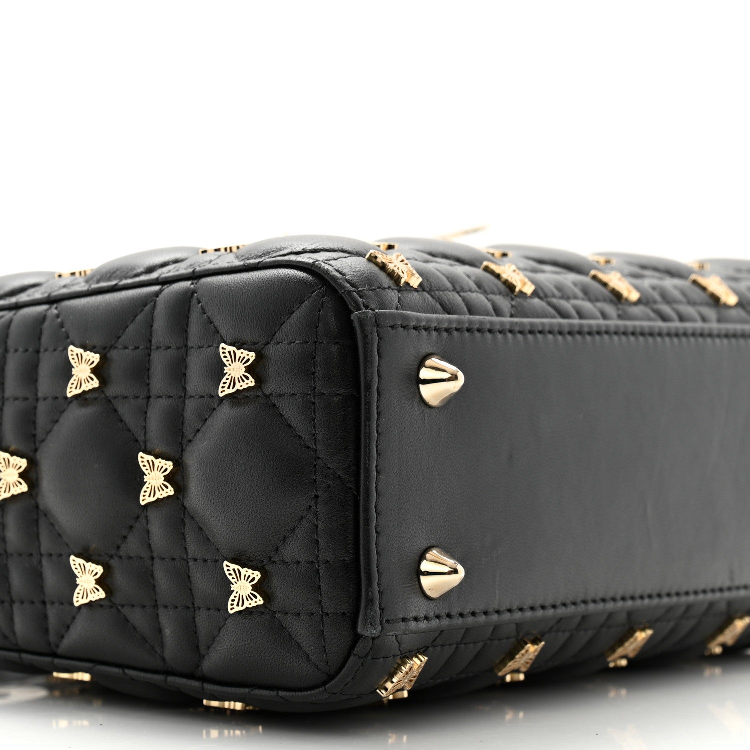 Christian Dior Lambskin Cannage Butterfly Studs Small Lady Dior Black 8 of 10