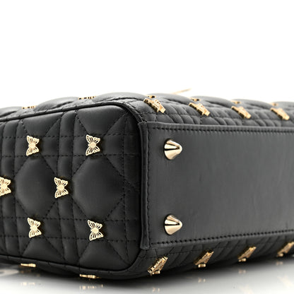 Christian Dior Lambskin Cannage Butterfly Studs Small Lady Dior Black 8 of 10