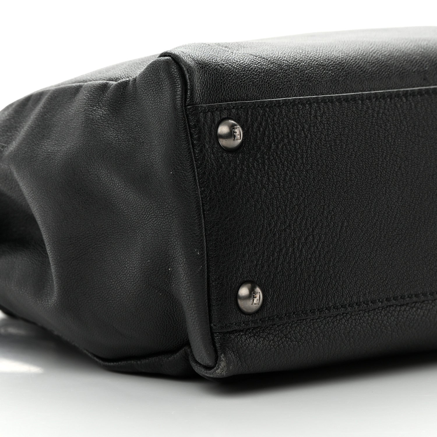 Fendi Goatskin Zucca Medium Peekaboo Iconic Satchel Black Tobacco 10 of 17