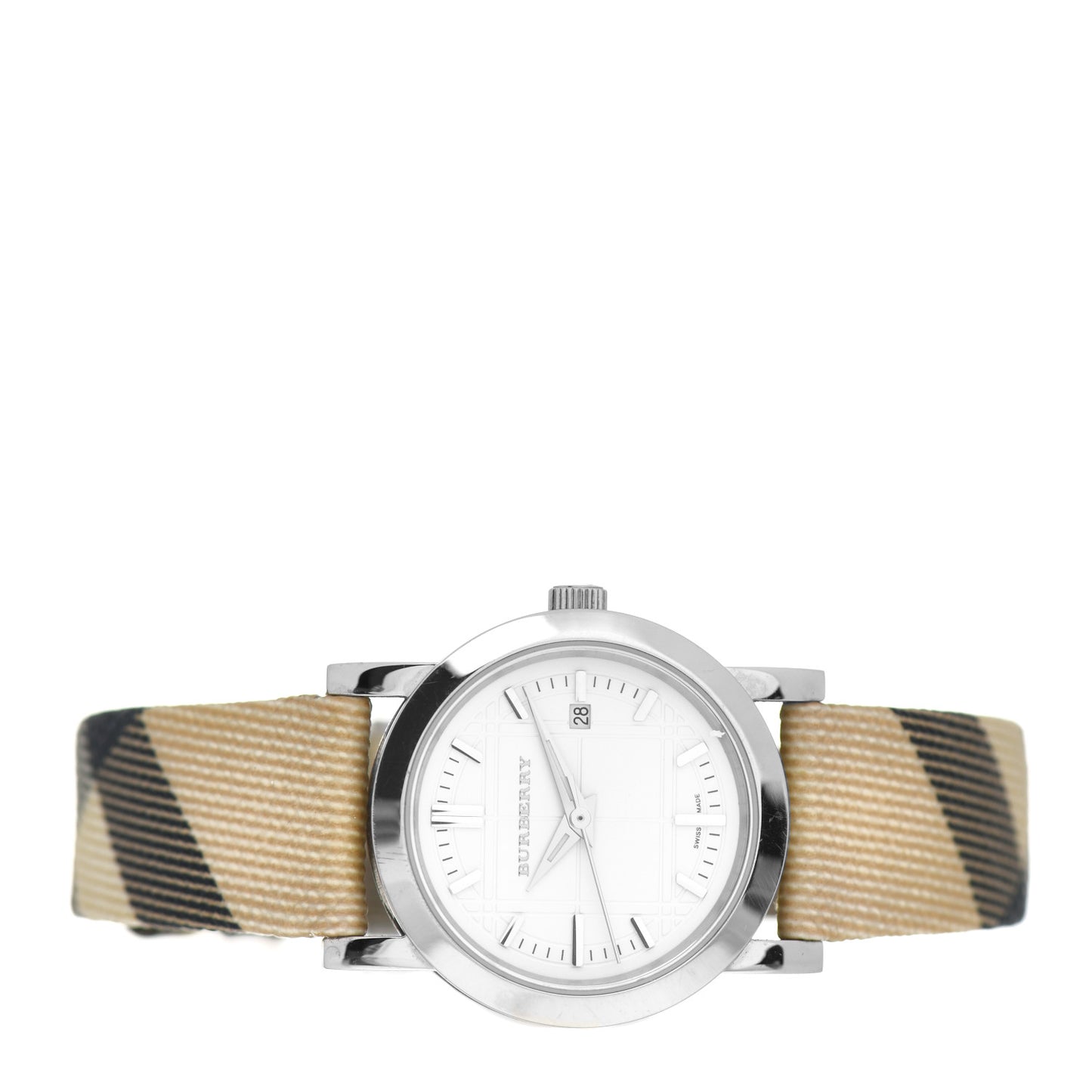 Stainless Steel Calfskin 28mm Heritage Nova Check Quartz Watch BU1387